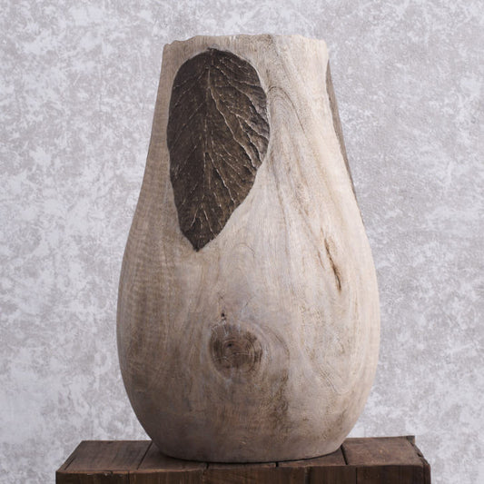 Carved Leaf Vase - Ivory