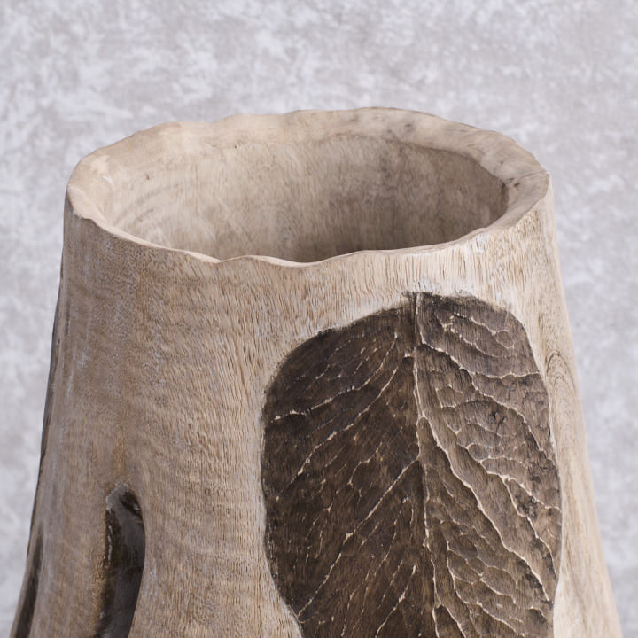 Carved Leaf Vase - Ivory